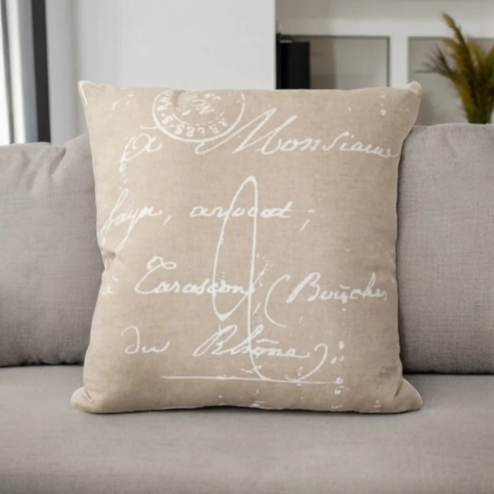 Surya Montpellier 22x22 Cotton Pillow Cover Camel Tan White Woven India NWT